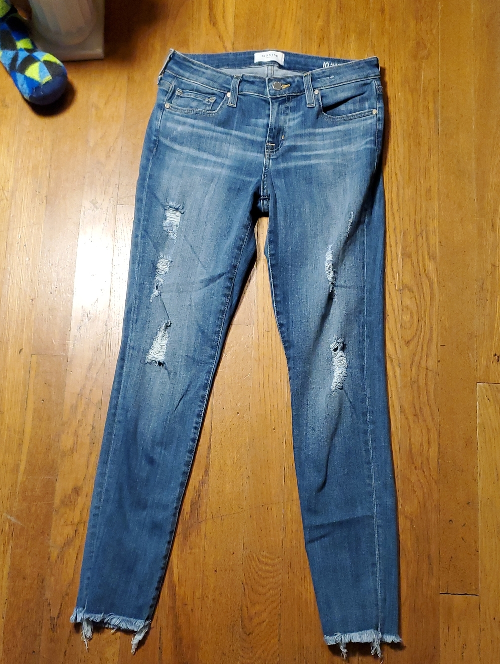 Big Star Distressed Alex Skinny Blue Jeans